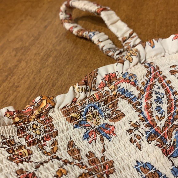 Smocked Baby Doll Tank • Peplum Ruffled Hem • Fall Colors • size Small/Medium - Picture 6 of 15